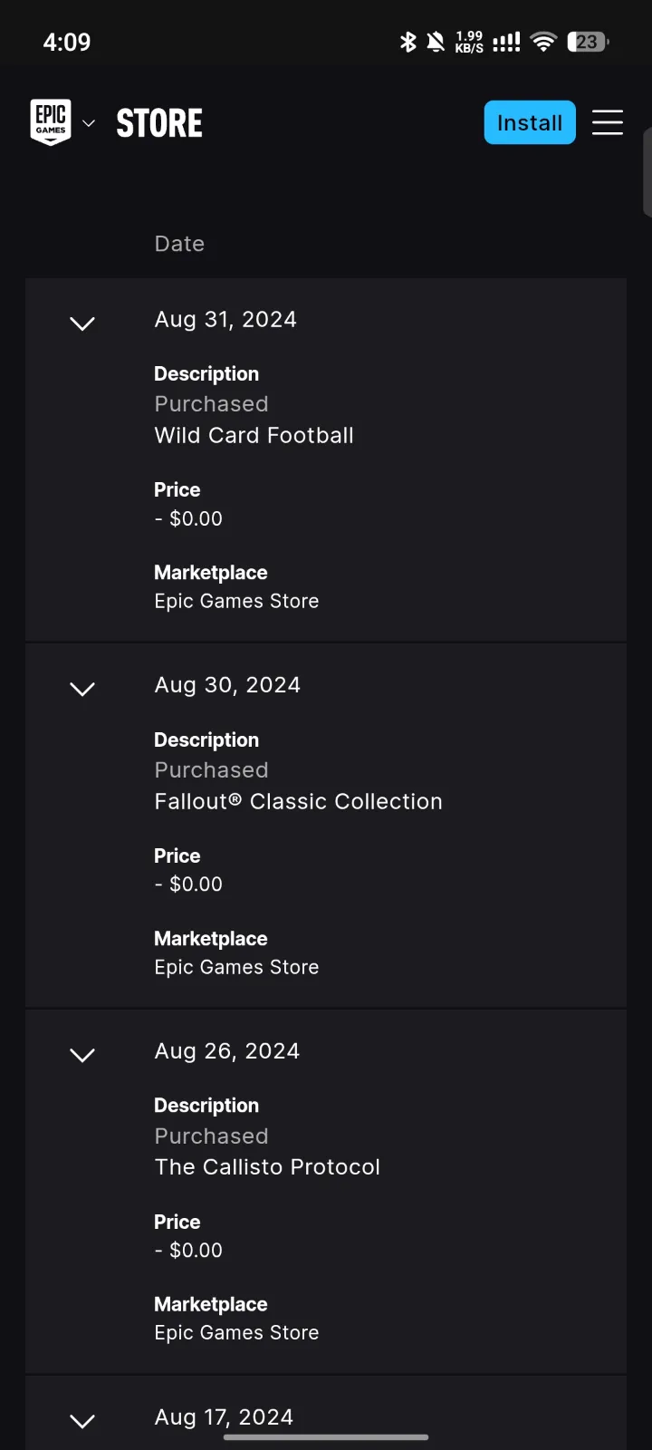 Epic game account